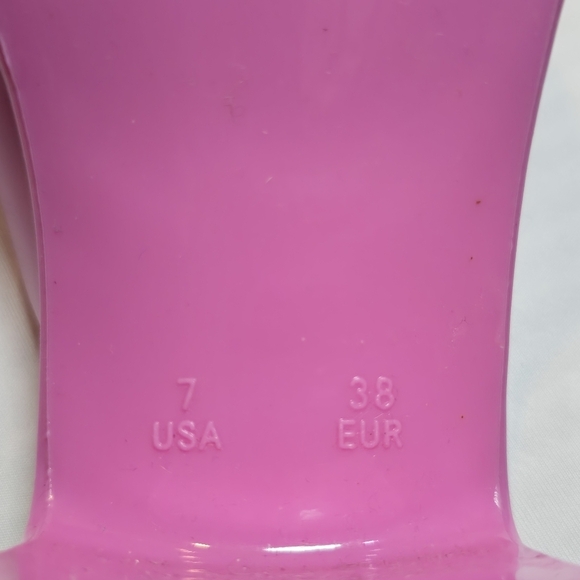 Jeffrey Campbell Bubblegum Block Heels Pink Rubber Platform Sandal Mules, Sz 7 - Picture 8 of 8